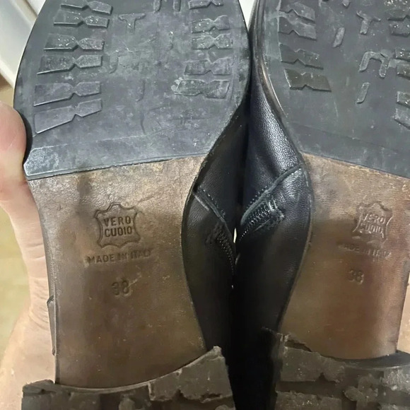 Massimo Santini Pre-owned US 7.5 EU 38 Leather Boots Sheepskin Fur Black Italy - Picture 5 of 7